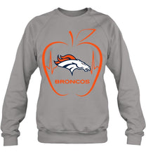 Load image into Gallery viewer, Denver Broncos heartbeat teacher apple shirt
