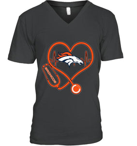 Denver Broncos nurse scope love heartbeat shirt