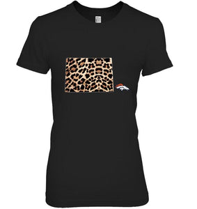 Denver Broncos panther pattern state map shirt