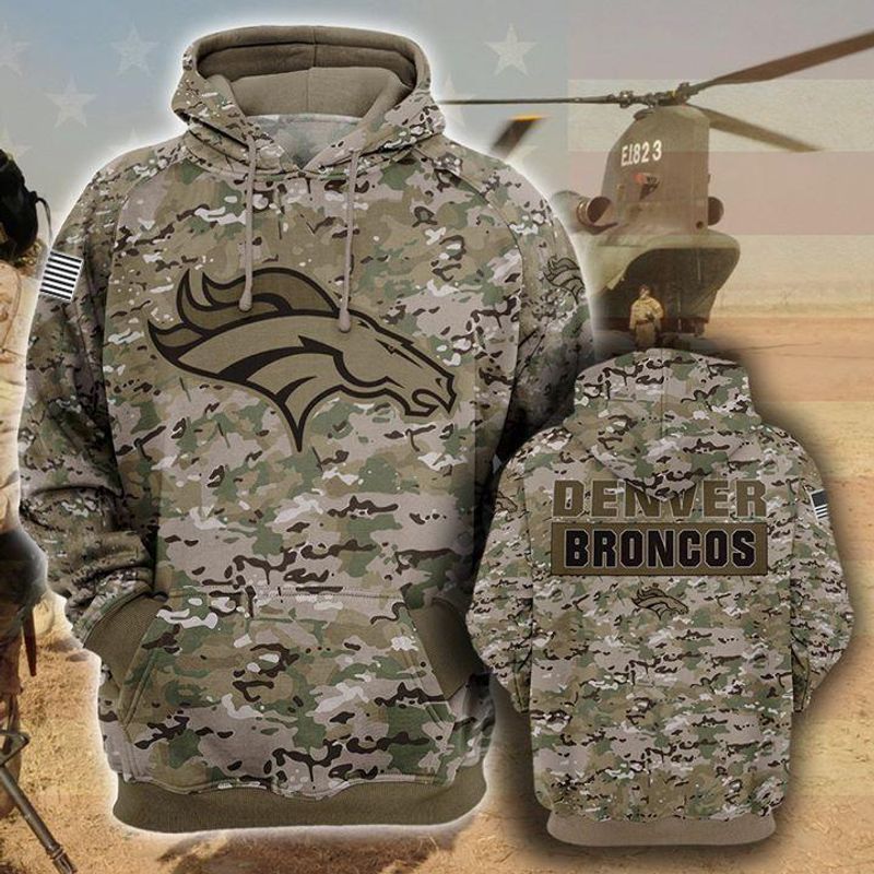 denver broncos camo pattern 3d printed hoodie