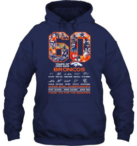 60 years of denver broncos signed shirt