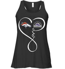 Load image into Gallery viewer, Denver Broncos Colorado Rockies love heart shirt
