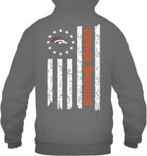 Load image into Gallery viewer, Denver Broncos star american flag on back shirt
