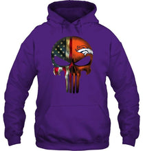 Load image into Gallery viewer, Denver Broncos skull american flag shirt
