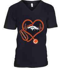 Load image into Gallery viewer, Denver Broncos nurse scope love heartbeat shirt
