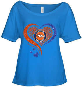 Denver Broncos heart glittering shirt