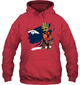 Denver Broncos angry baby groot ripped shirt