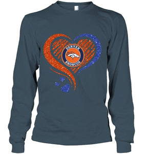 Denver Broncos heart glittering shirt