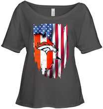 Load image into Gallery viewer, Denver Broncos flag ripped american flag shirt
