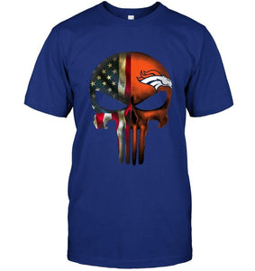 Denver Broncos skull american flag shirt