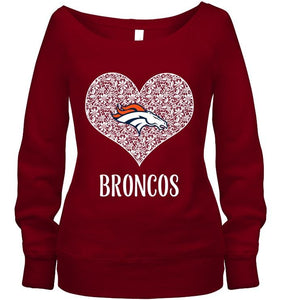 Denver Broncos heart floral pattern shirt