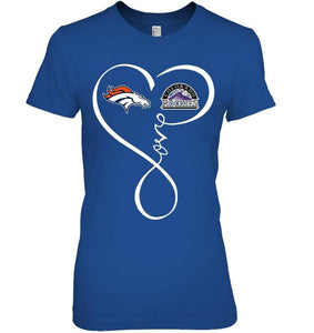 Denver Broncos Colorado Rockies love heart shirt