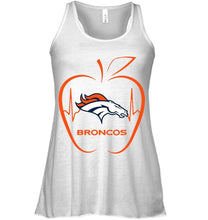 Load image into Gallery viewer, Denver Broncos heartbeat teacher apple shirt
