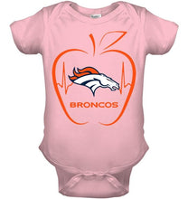 Load image into Gallery viewer, Denver Broncos heartbeat teacher apple shirt
