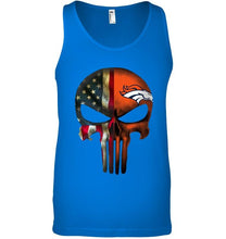 Load image into Gallery viewer, Denver Broncos skull american flag shirt
