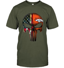 Load image into Gallery viewer, Denver Broncos skull american flag shirt
