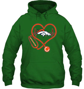 Denver Broncos nurse scope love heartbeat shirt