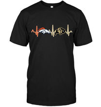 Load image into Gallery viewer, Denver Broncos Colorado Buffaloes heartbeat shirt
