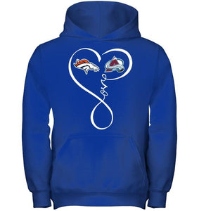 Denver Broncos Colorado Avalanche love heart shirt