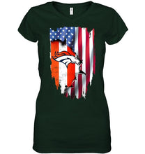 Load image into Gallery viewer, Denver Broncos flag ripped american flag shirt
