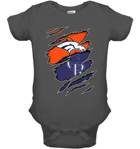 Denver Broncos and Colorado Rockies layer under ripped shirt