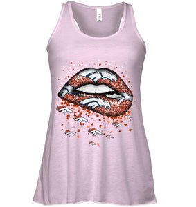 Denver Broncos heart glitter pattern lips shirt