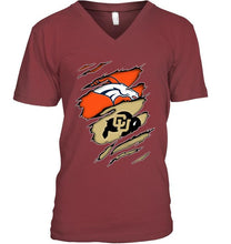 Load image into Gallery viewer, Denver Broncos and Colorado Buffaloes layer under ripped shirt
