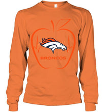 Load image into Gallery viewer, Denver Broncos heartbeat teacher apple shirt
