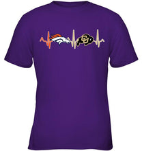 Load image into Gallery viewer, Denver Broncos Colorado Buffaloes heartbeat shirt
