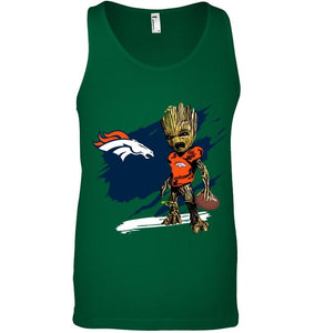 Denver Broncos angry baby groot ripped shirt