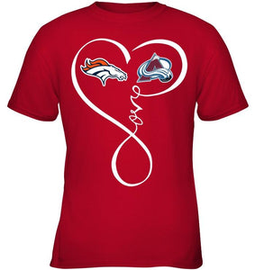 Denver Broncos Colorado Avalanche love heart shirt