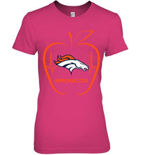 Load image into Gallery viewer, Denver Broncos heartbeat teacher apple shirt
