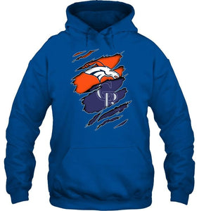 Denver Broncos and Colorado Rockies layer under ripped shirt