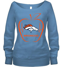 Load image into Gallery viewer, Denver Broncos heartbeat teacher apple shirt
