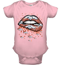 Load image into Gallery viewer, Denver Broncos heart glitter pattern lips shirt
