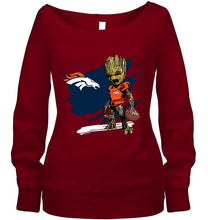 Load image into Gallery viewer, Denver Broncos angry baby groot ripped shirt
