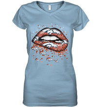 Load image into Gallery viewer, Denver Broncos heart glitter pattern lips shirt
