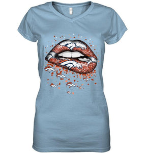 Denver Broncos heart glitter pattern lips shirt