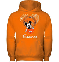 Load image into Gallery viewer, Mickey loves Denver Broncos fan shirt
