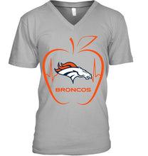 Load image into Gallery viewer, Denver Broncos heartbeat teacher apple shirt
