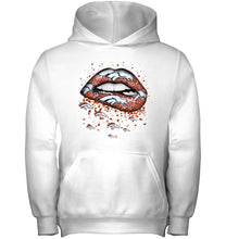 Load image into Gallery viewer, Denver Broncos heart glitter pattern lips shirt
