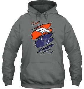 Denver Broncos and Colorado Rockies layer under ripped shirt