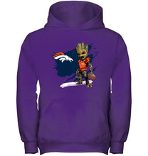 Load image into Gallery viewer, Denver Broncos angry baby groot ripped shirt
