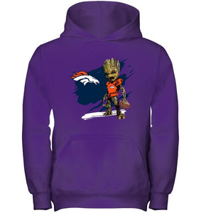 Denver Broncos angry baby groot ripped shirt
