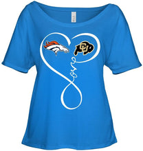 Load image into Gallery viewer, Denver Broncos Colorado Buffaloes love heart shirt
