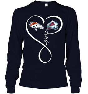 Denver Broncos Colorado Avalanche love heart shirt