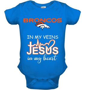 Denver Broncos in my veins jesus in my heart shirt