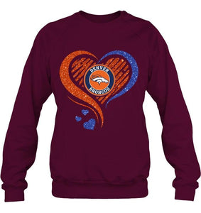 Denver Broncos heart glittering shirt