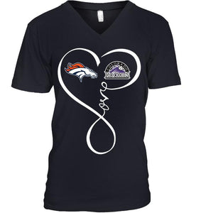 Denver Broncos Colorado Rockies love heart shirt