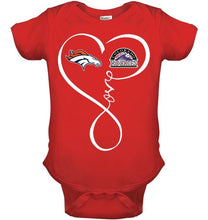 Load image into Gallery viewer, Denver Broncos Colorado Rockies love heart shirt
